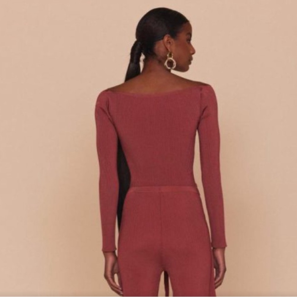 cult gaia Rosewood Twist-Front Long Sleeve Top - Picture 4 of 6
